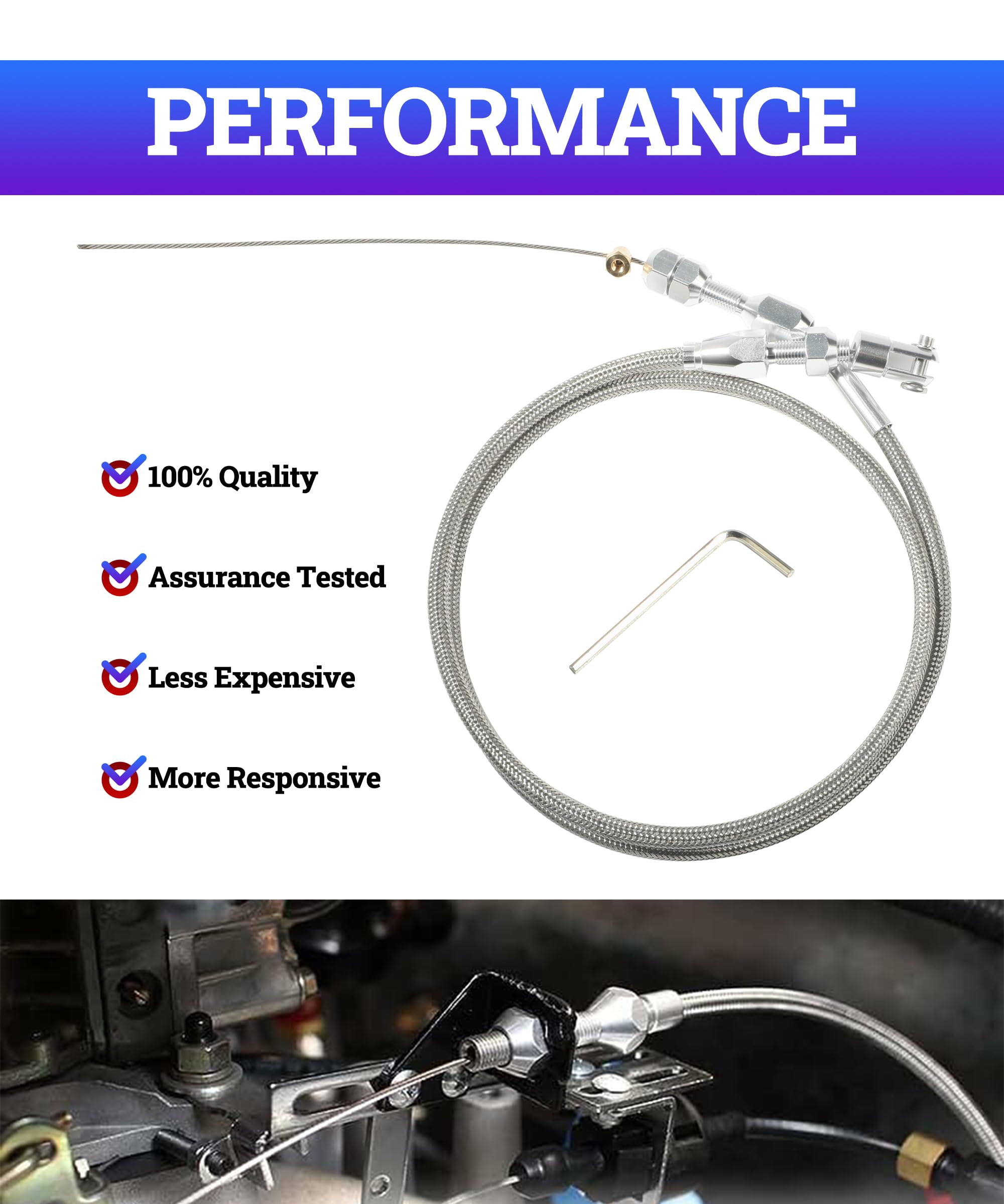 Amazon | Zlirfy 36インチ スロットルケーブルキット 車編組スロットル